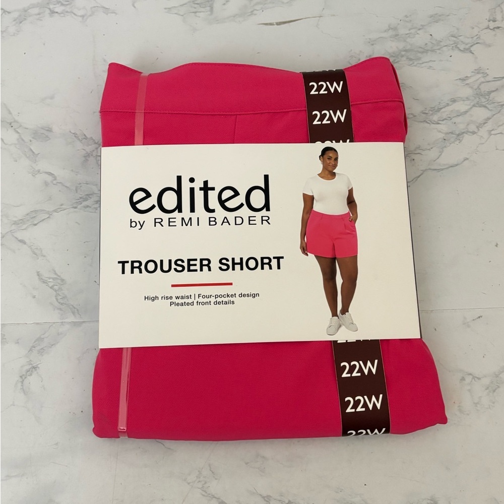 Edited by Remi Bader Women's Trouser Short Plus Size 22W Pink High Rise Waist​